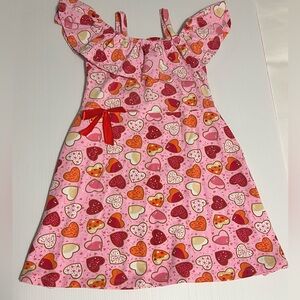 Pink Heart Pattern Kids Dress